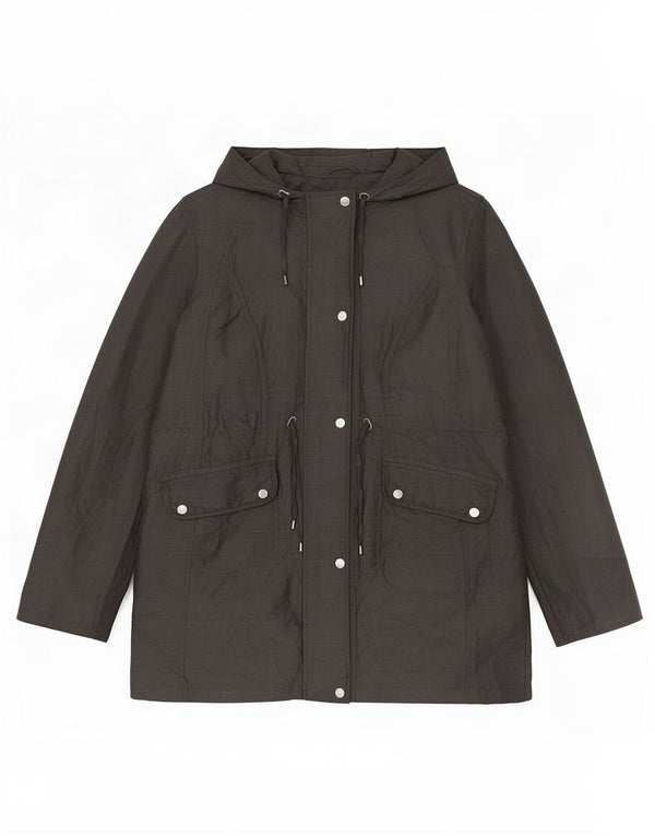 Marks & Spencer Dame Hooded Parka Jacket UK 14 Large Grå Polyamid