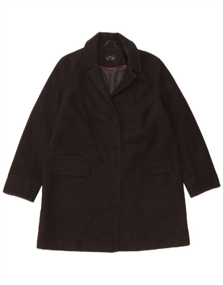 Topshop Dame Overfrakke UK 12 Medium Sort Polyester
