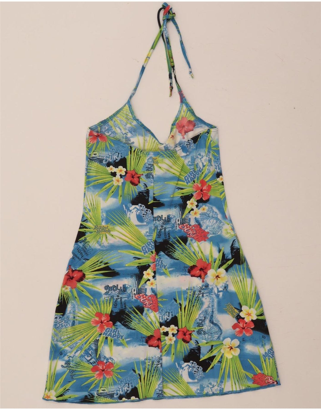 O'NEILL Dame Halter Dress UK 14 Large Multicolored Floral Polyamid