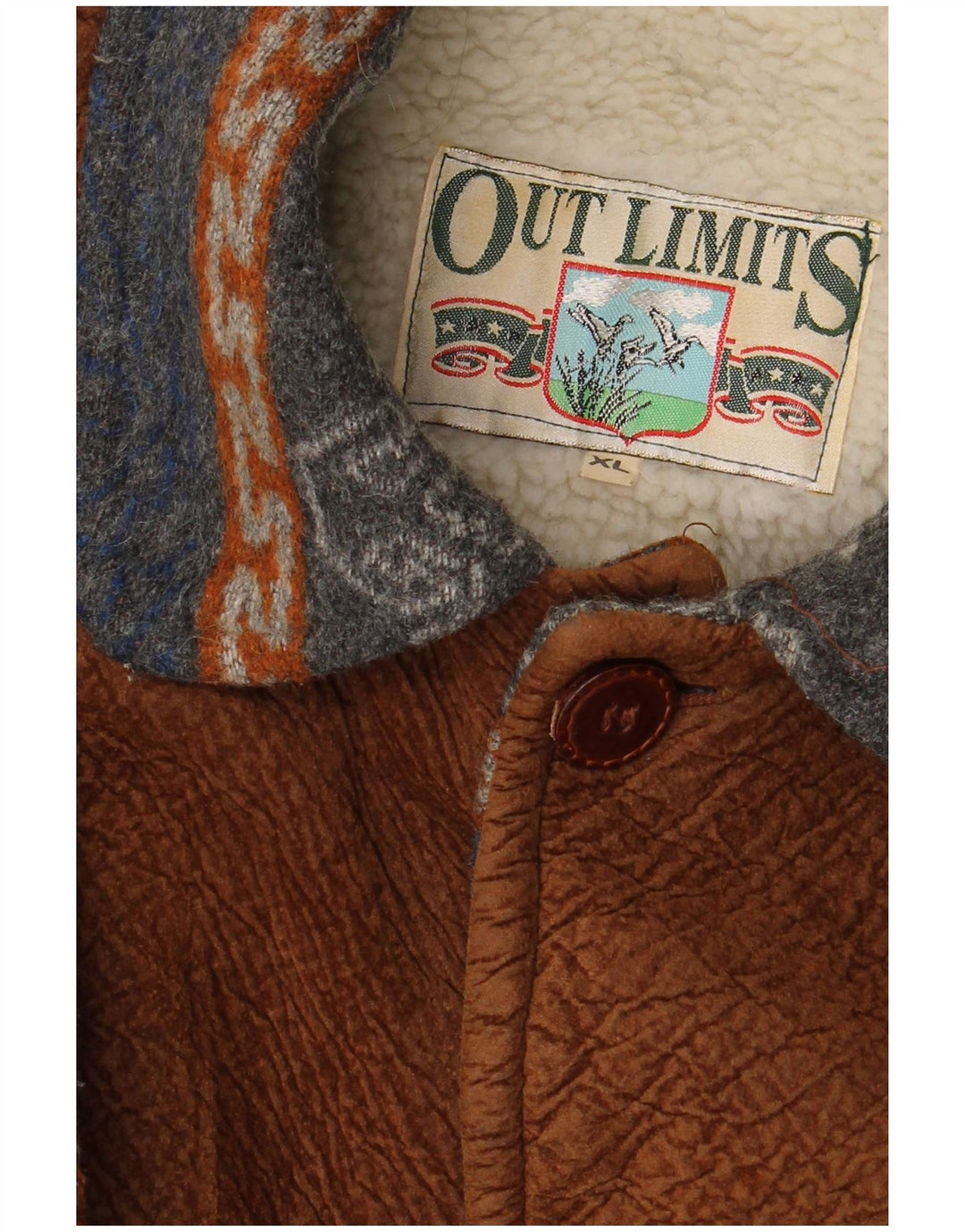 VINTAGE Sherpa-jakke til mænd UK 42 XL Navy Blue Fair Isle