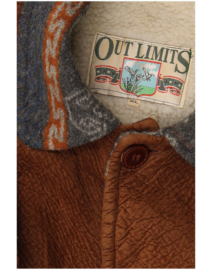 VINTAGE Sherpa-jakke til mænd UK 42 XL Navy Blue Fair Isle