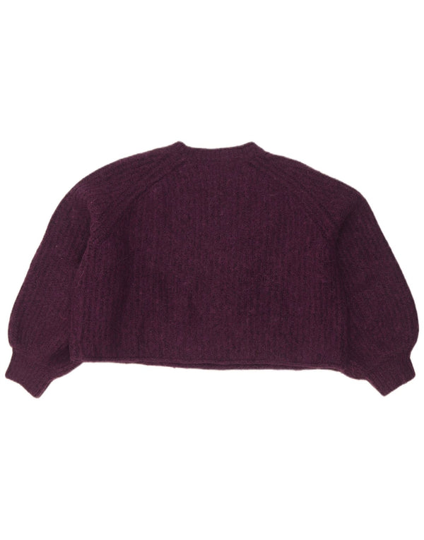 Zara Womens Crop Oversized Turtle Neck Jumper Sweater UK 16 Large Purple