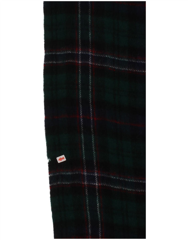 Vintage herre rektangel tørklæde One Size Grøn Plaid lammeuld