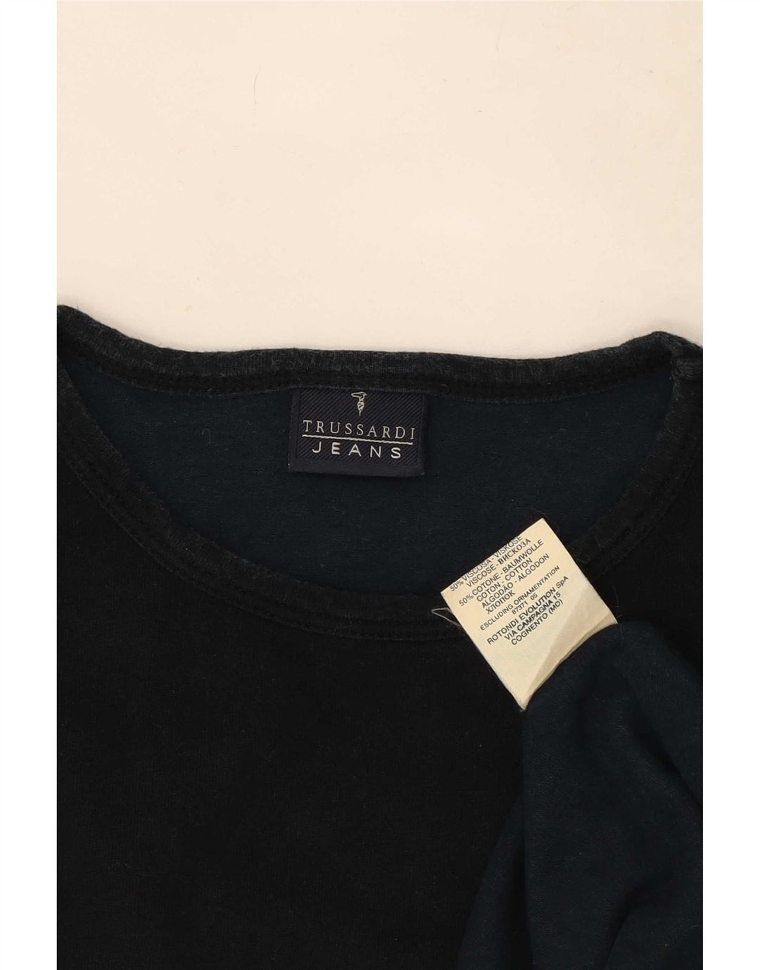 Trussardi Jeans Herre Top Langærmet 2XL Sort Viscose