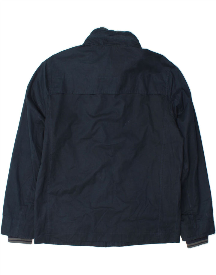 CREW CLOTHING Mens Hooded Windbreaker Jacket UK 38 Medium Navy Blue Vintage Crew Clothing and Second-Hand Crew Clothing from Messina Hembry 
