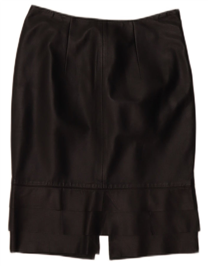 ROBERTA SCARPA Højtaljet nederdel til kvinder US 6 Medium W26 sort læder