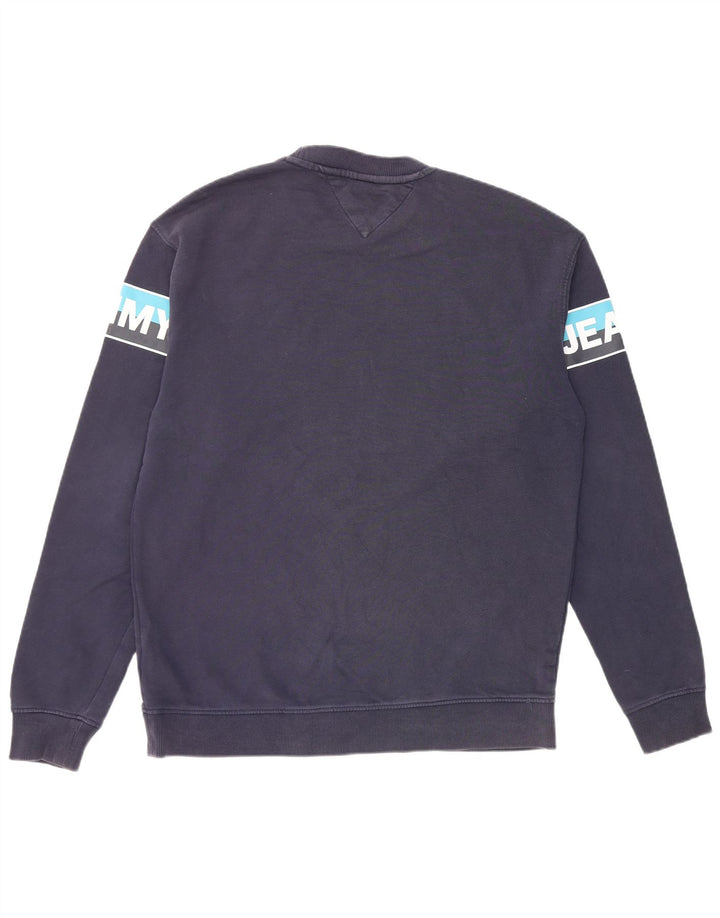 Tommy Hilfiger Herre grafisk sweatshirt Jumper Medium Navy Blue Colourblock