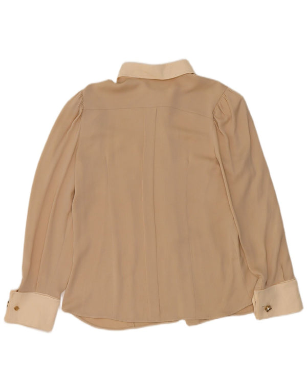 Max Mara skjortebluse til kvinder UK 10 Small Beige Colourblock