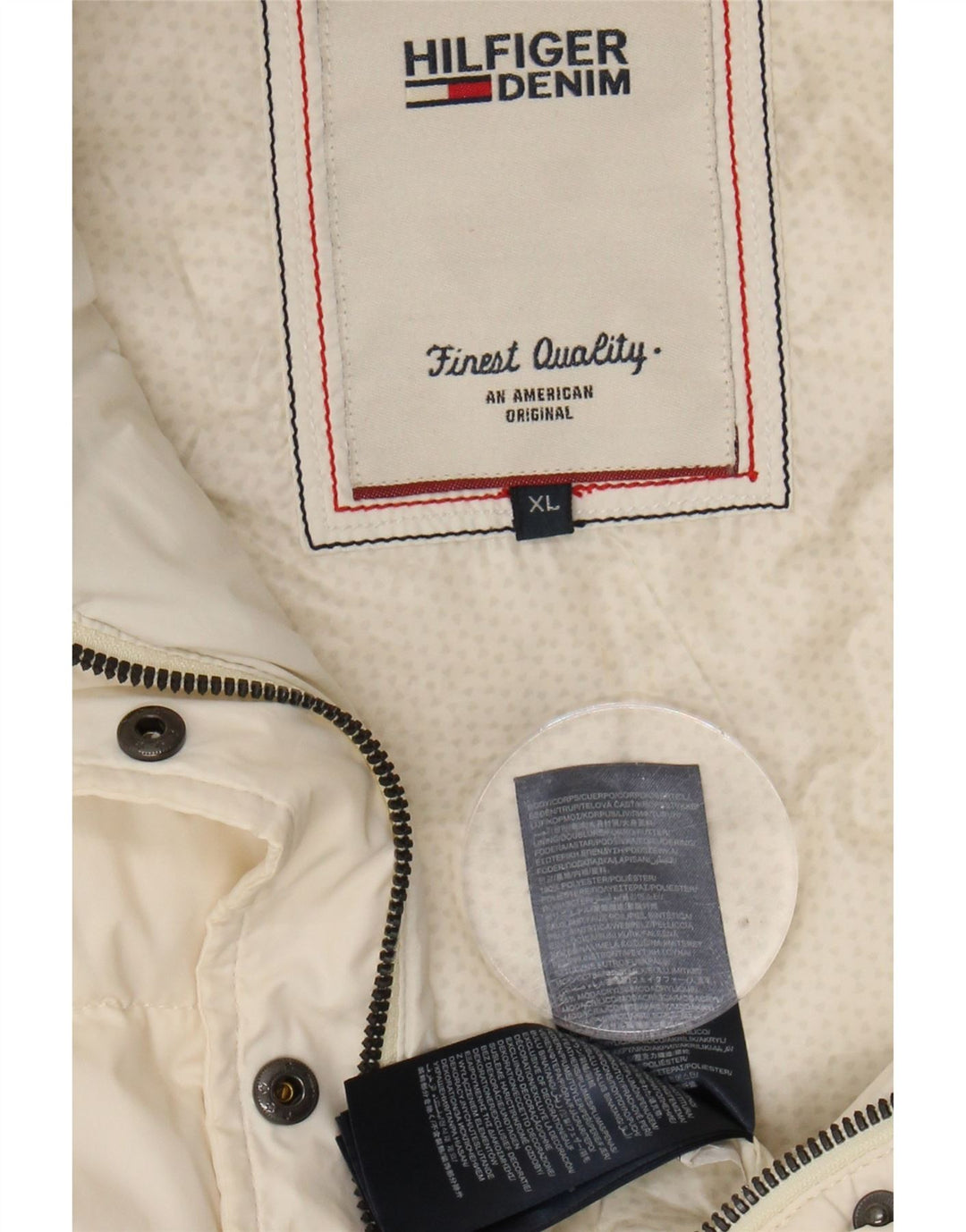 TOMMY HILFIGER Womens Padded Jacket UK 18 XL White Polyester Vintage Tommy Hilfiger and Second-Hand Tommy Hilfiger from Messina Hembry 