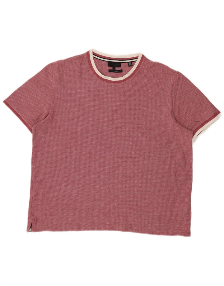 Ted Baker Herre Regular T-Shirt Top Størrelse 5 XL Pink Bomuld