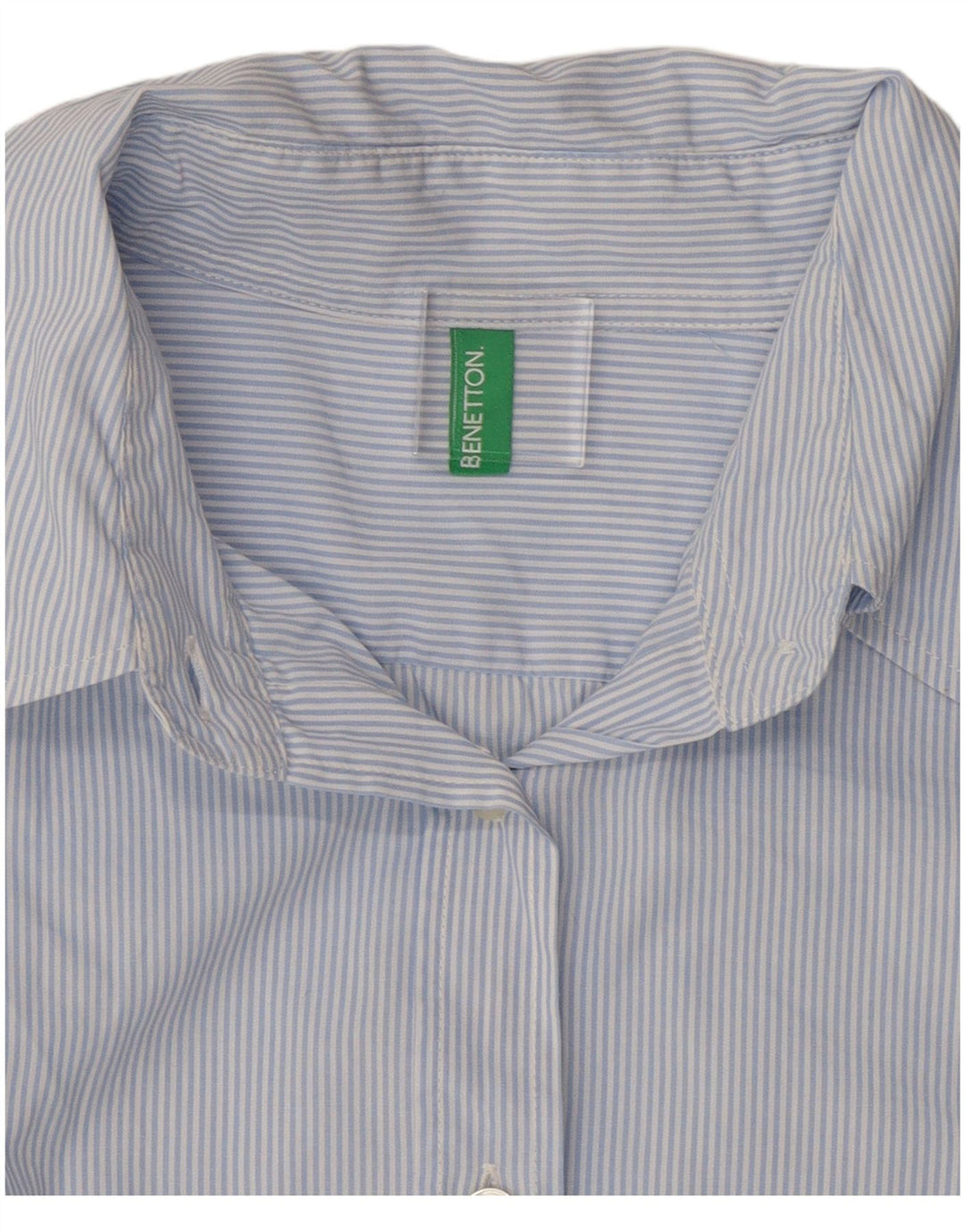 Benetton Dameskjorte UK 12 Mellem blå stribet