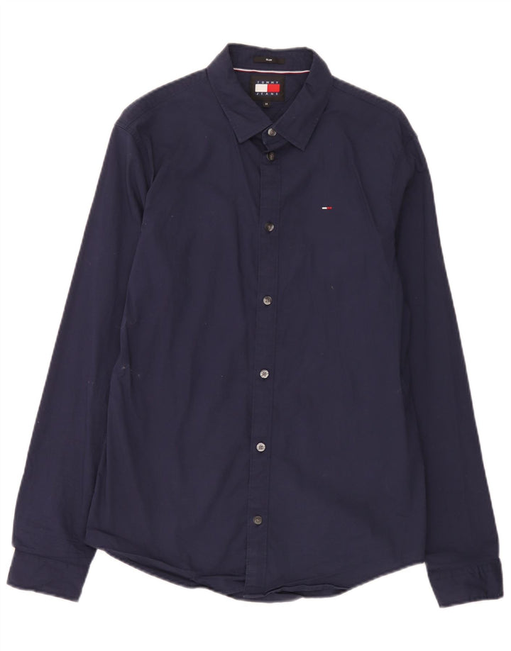 Tommy Hilfiger Herre Slim Shirt Medium Navyblå Bomuld