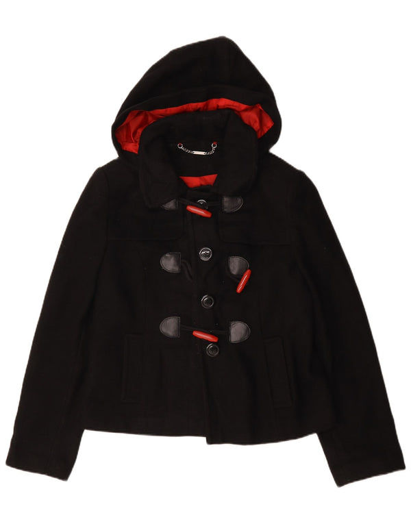 Laura Ashley Dame Hætte Duffle Jacket UK 12 Medium Sort Uld