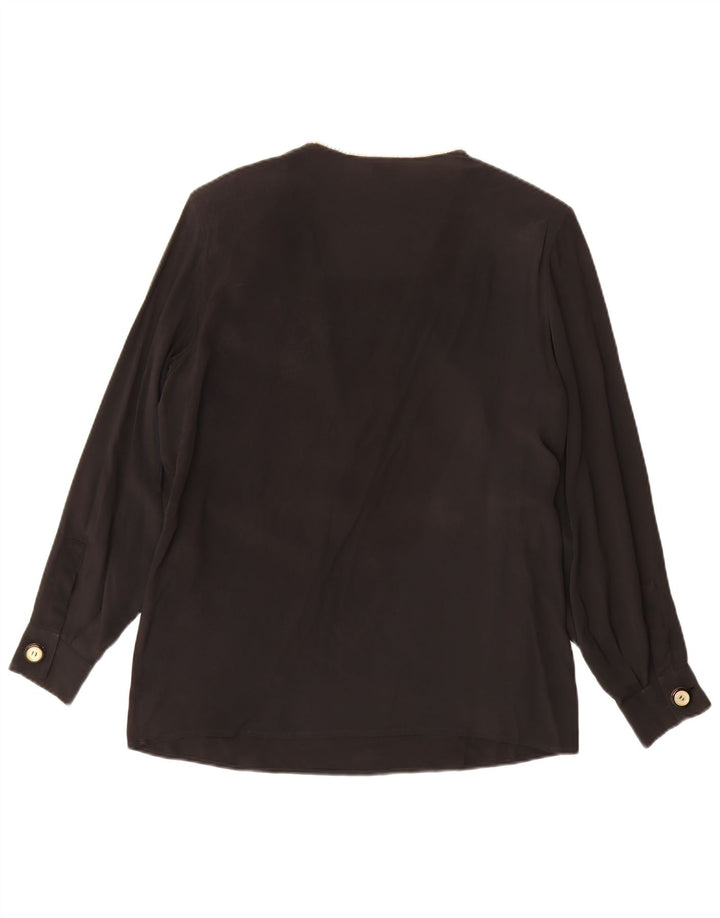 FERRE skjortebluse til kvinder UK 14 Medium Black Colourblock Acetate