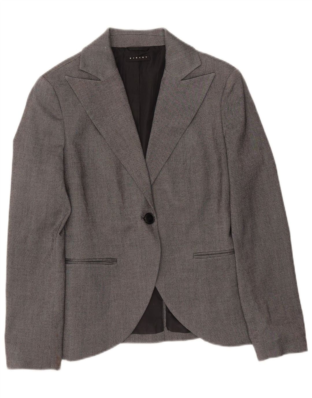 Sisley Dame 1 Knap Blazer Jacket UK 8 Small Grey