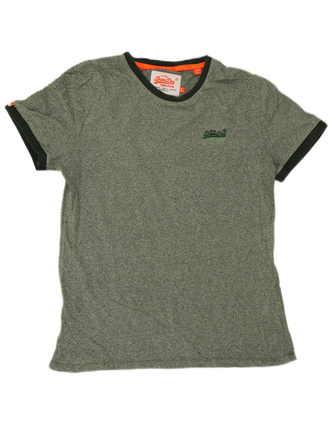 Superdry T-shirt top til mænd, stor grøn flækket bomuld