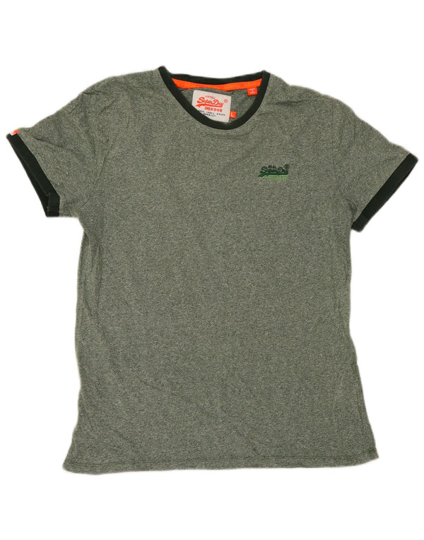 Superdry T-shirt top til mænd, stor grøn flækket bomuld