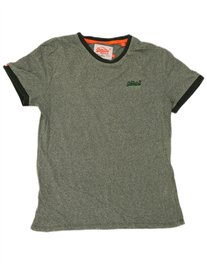 Superdry T-shirt top til mænd, stor grøn flækket bomuld