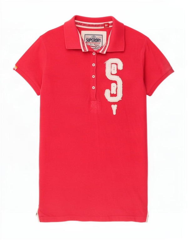 Superdry grafisk poloshirt til kvinder UK 12 Medium Pink Bomuld