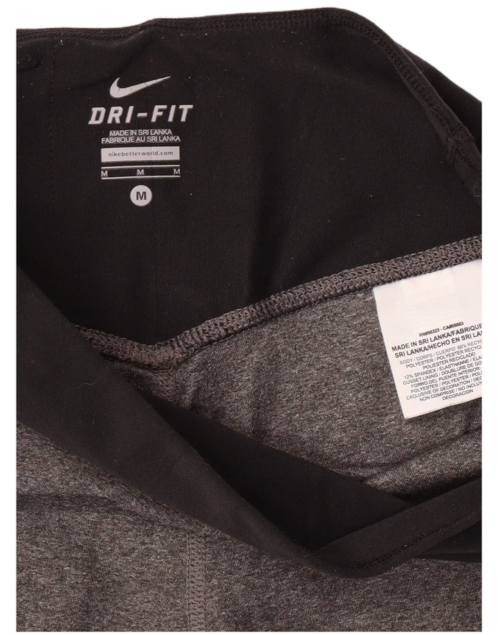 NIKE Dame Dri Fit Leggings UK 12 Medium Grey Colourblock Polyester