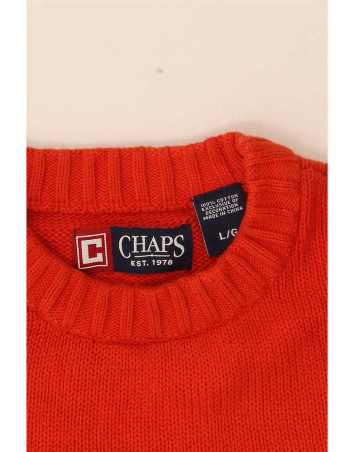 Chaps Herre Crew Neck Jumper Sweater Stor Orange Bomuld
