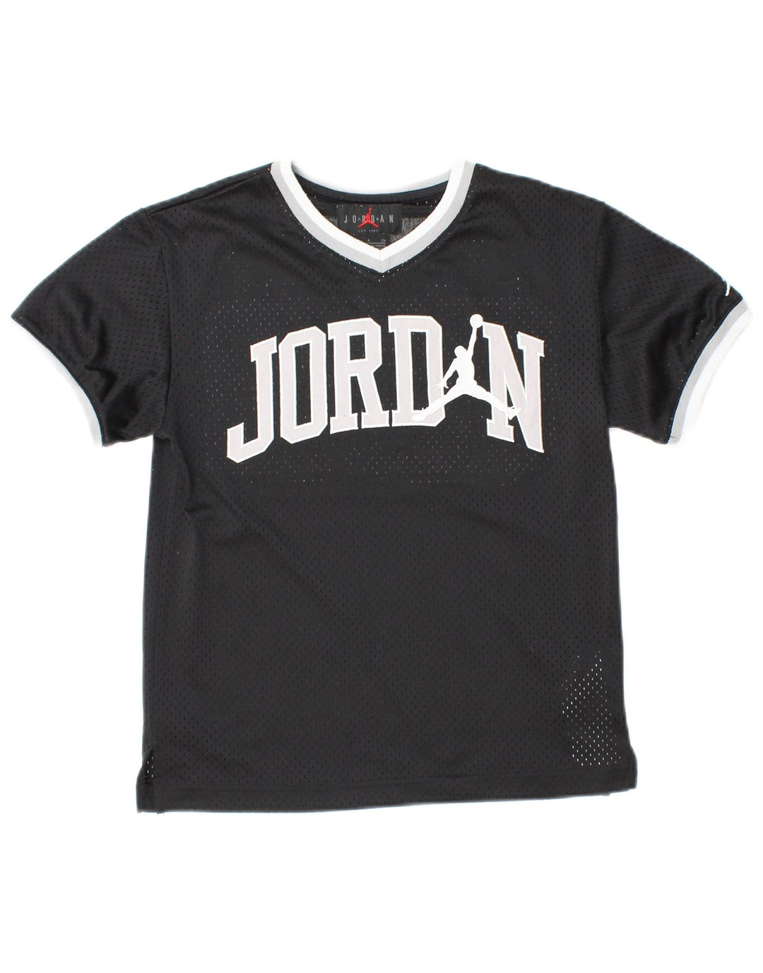 JORDAN Boys Graphic T-Shirt Top 8-9 Years Small  Black Polyester