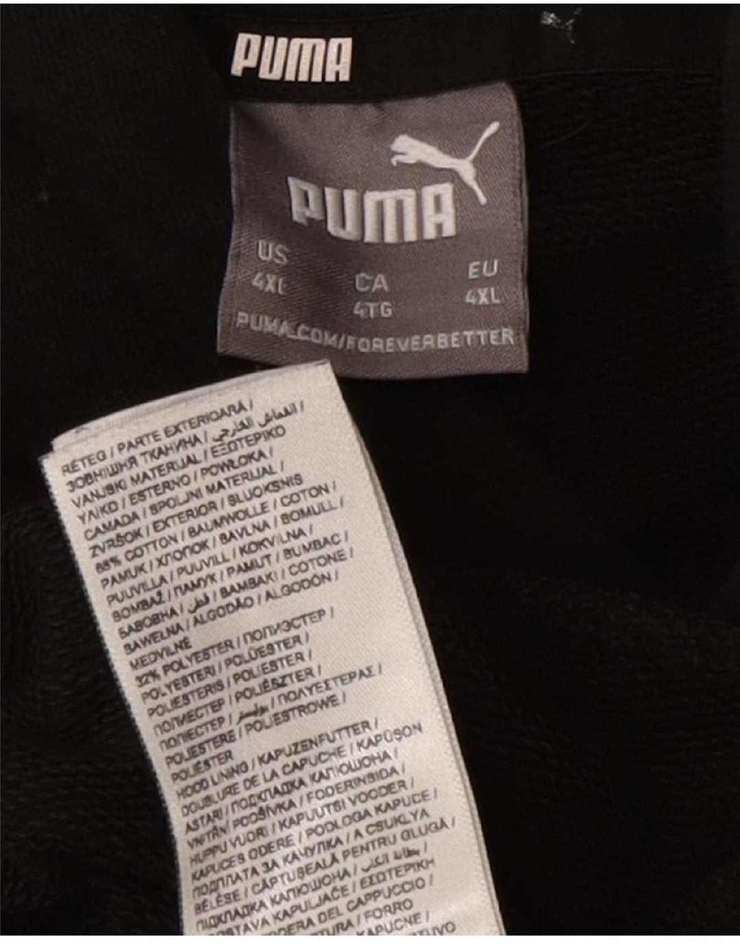 Puma hættetrøje til mænd 4XL sort bomuld