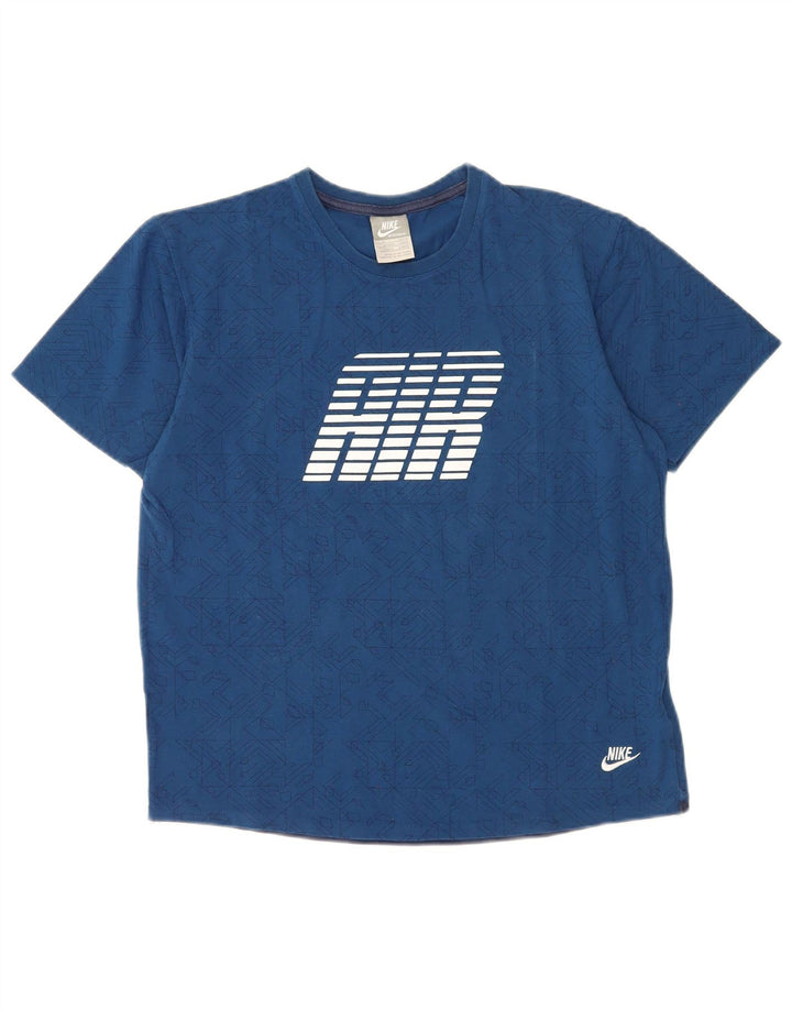 Nike Air Graphic T-shirt top mellemblå, geometrisk bomuld