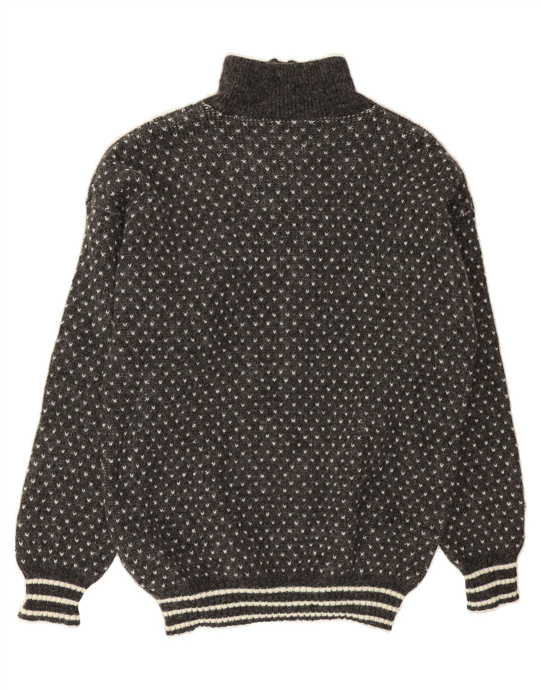 WASCHBAR Mens Zip Neck Jumper Sweater Medium Grey Spotted Wool Vintage Waschbar and Second-Hand Waschbar from Messina Hembry 