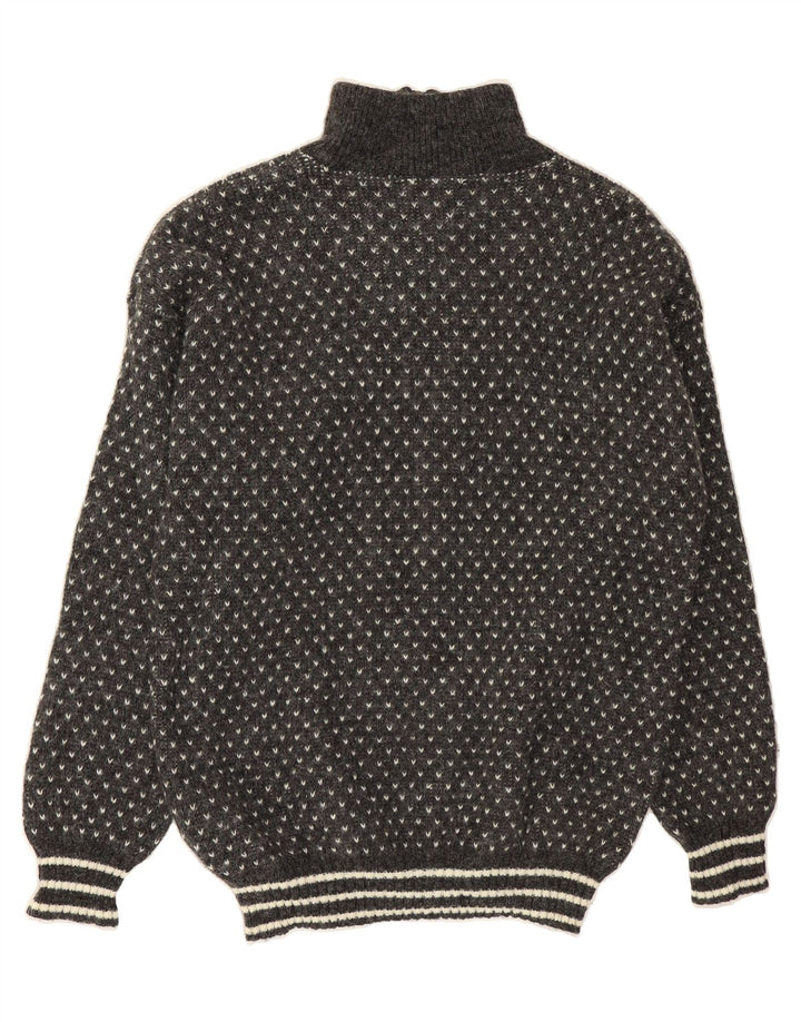 WASCHBAR Mens Zip Neck Jumper Sweater Medium Grey Spotted Wool Vintage Waschbar and Second-Hand Waschbar from Messina Hembry 