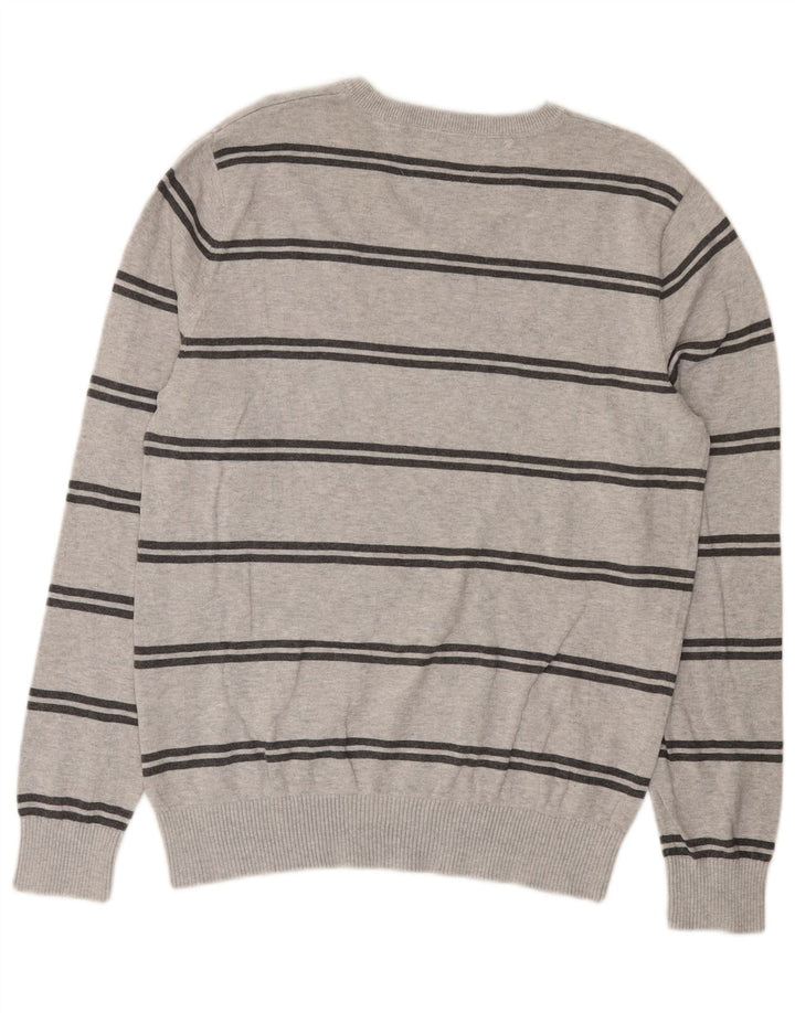Tommy Hilfiger Herre V-hals sweater Medium Grå Stribet Bomuld