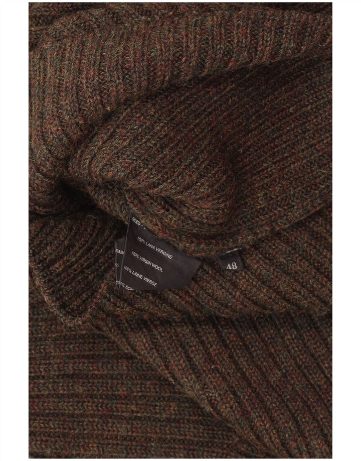 PRADA sweater med lynlås til kvinder IT 48 XL Brun Virgin Wool