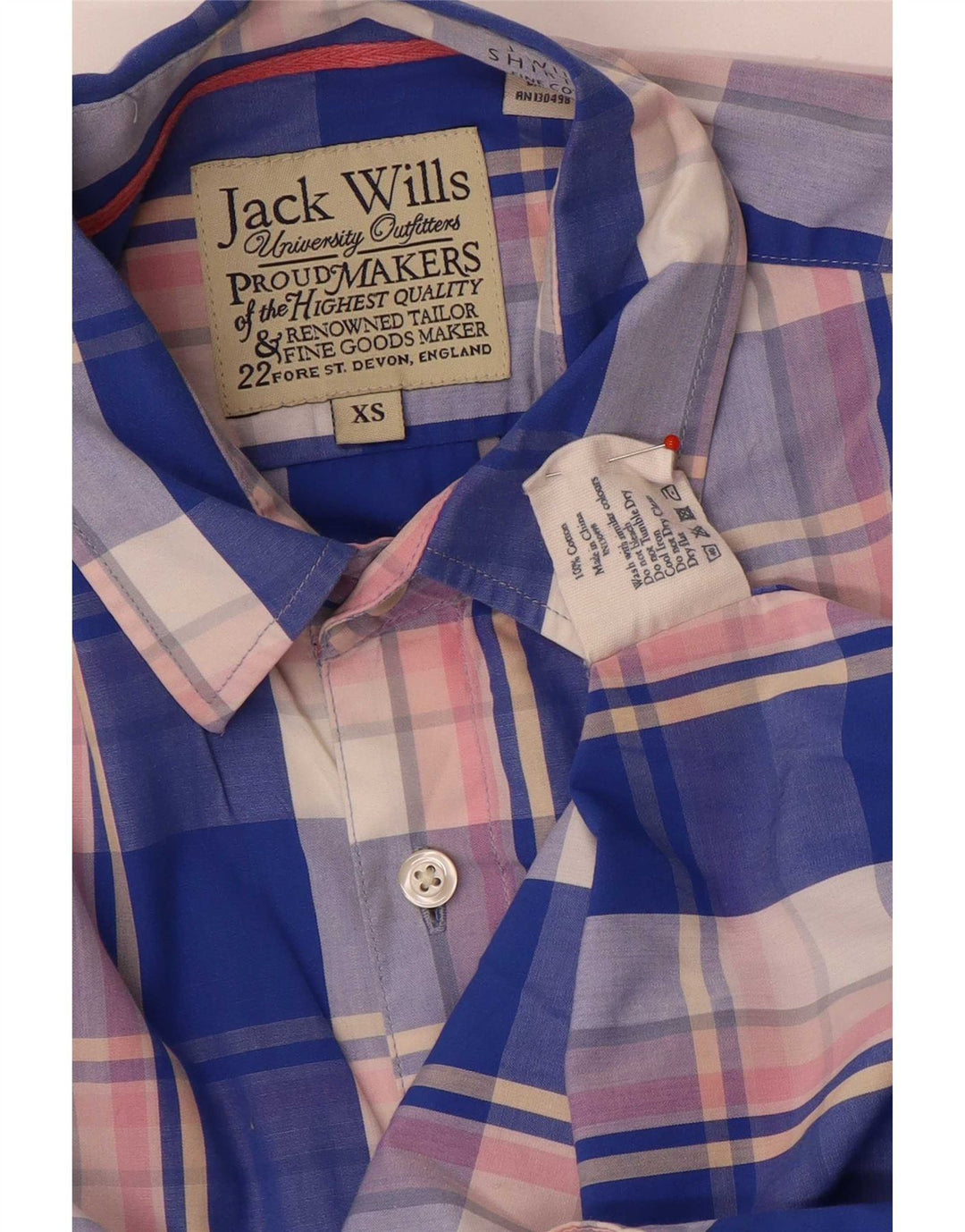 Jack Wills herreskjorte XS blå ternet bomuld