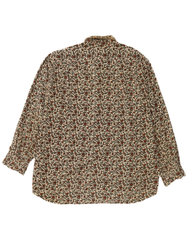 Vintage herre fløjlsskjorte medium flerfarvet blomstret bomuld