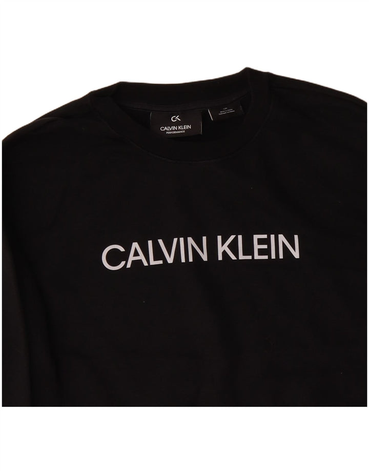 Calvin Klein Dame Oversized Crop Sweatshirt Jumper UK 10 Small Black