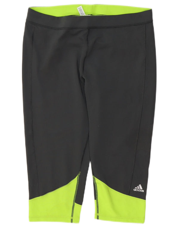 ADIDAS Dame Climalite Capri Leggings UK 20/22 XL Grå Colourblock