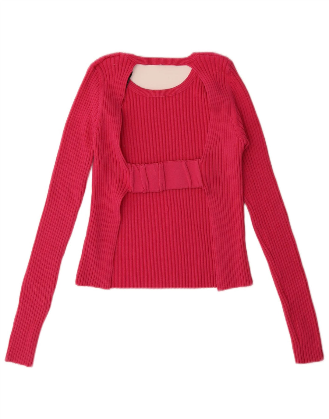 ZARA Womens Crop Boat Neck Jumper Sweater UK 12 Medium Pink