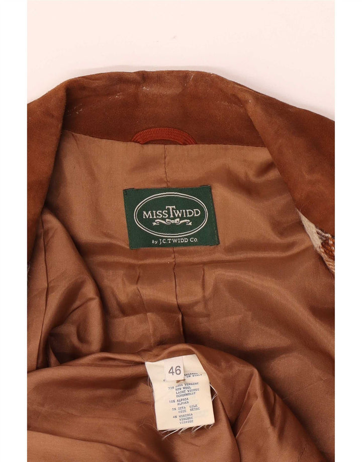 J.C.Twidd Dame 2-knaps blazerjakke IT 46 Large Brown Plaid Classic