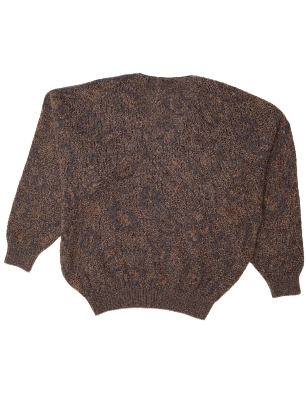 MARCCAIN Herre V-hals sweater XL Brun geometrisk uld