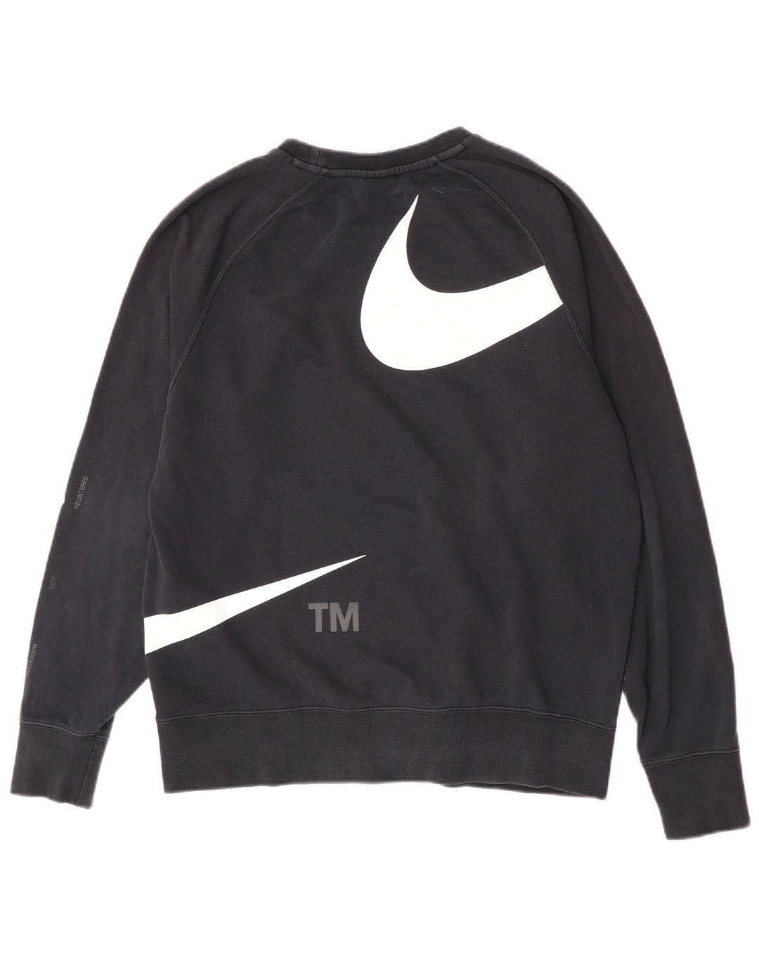 Nike Herre Swoosh Grafisk Sweatshirt Jumper Medium Sort Bomuld
