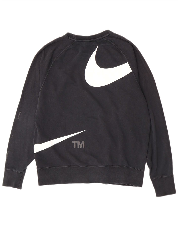 Nike Herre Swoosh Grafisk Sweatshirt Jumper Medium Sort Bomuld