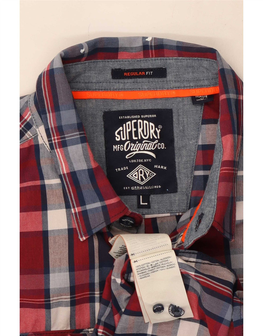 Superdry Herre Regular Fit skjorte Stor rød ternet bomuld