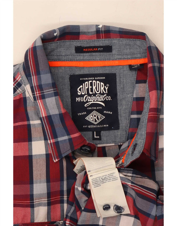 Superdry Herre Regular Fit skjorte Stor rød ternet bomuld
