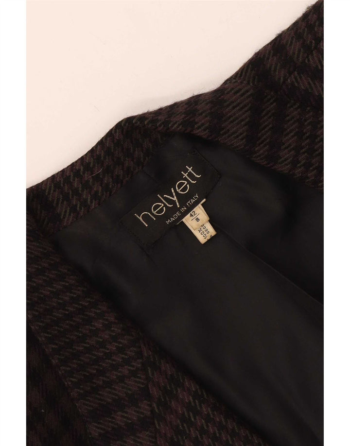 Helyett Dame 1-knaps blazerjakke IT 42 Medium Brown Houndstooth Uld