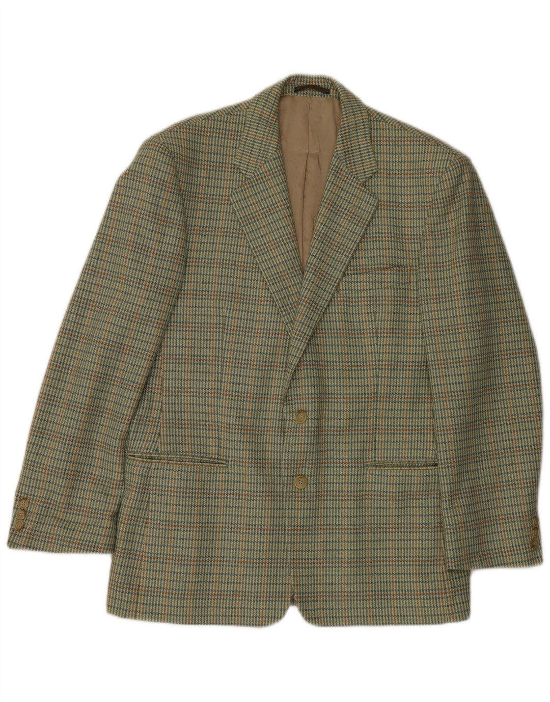 Lebole Herre 2-knaps blazerjakke IT 50 Large Green Houndstooth Uld