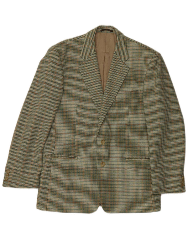 Lebole Herre 2-knaps blazerjakke IT 50 Large Green Houndstooth Uld