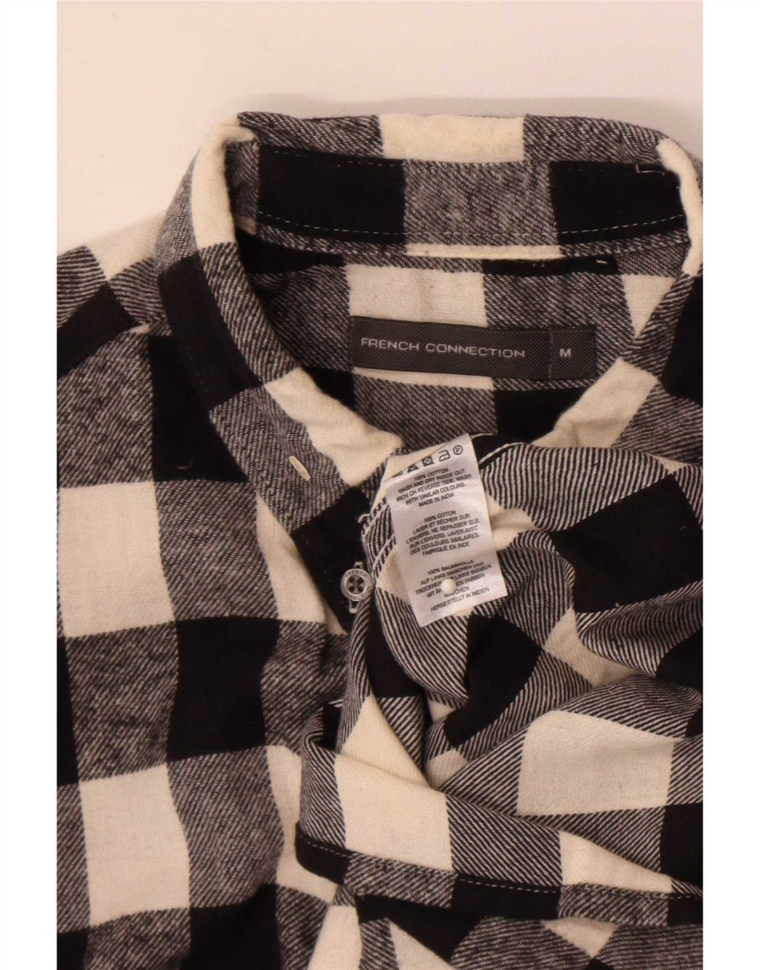 French Connection Herre Flanelskjorte Medium Sort Ternet Bomuld