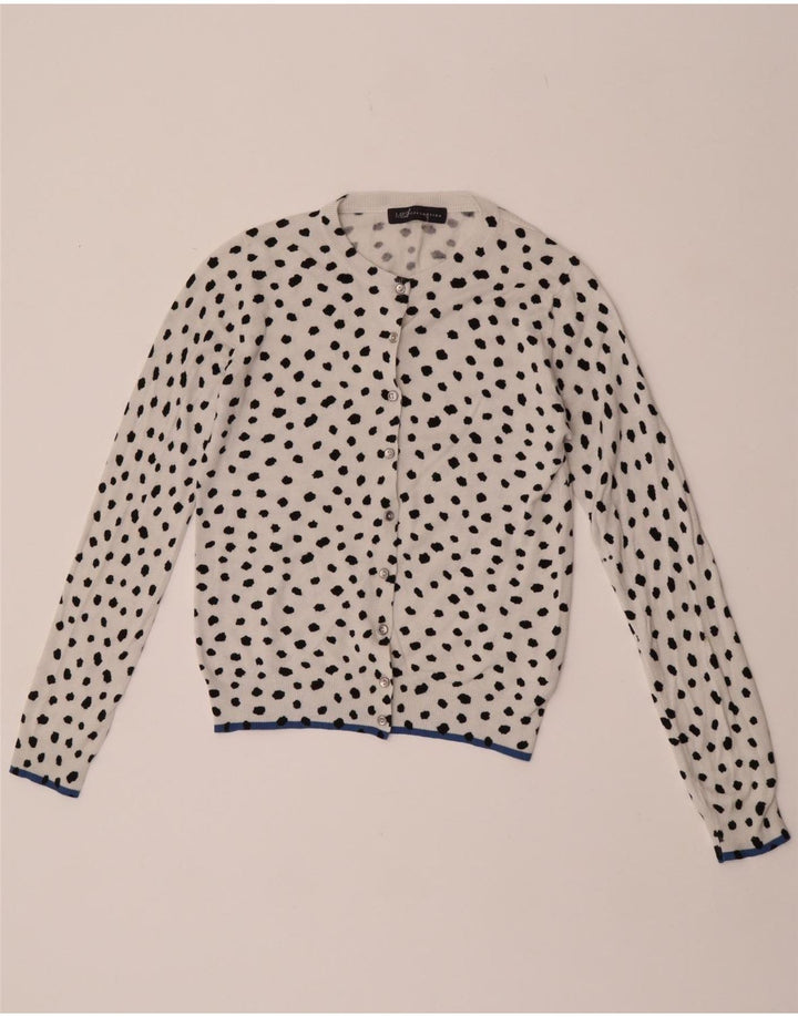 Marks & Spencer Dame Cardigan Sweater UK 10 Small White Spotted Viscose
