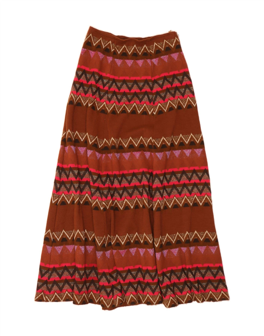 VINTAGE Dame Maxi Flared Skirt IT 42 Medium W30 Flerfarvet Geometrisk
