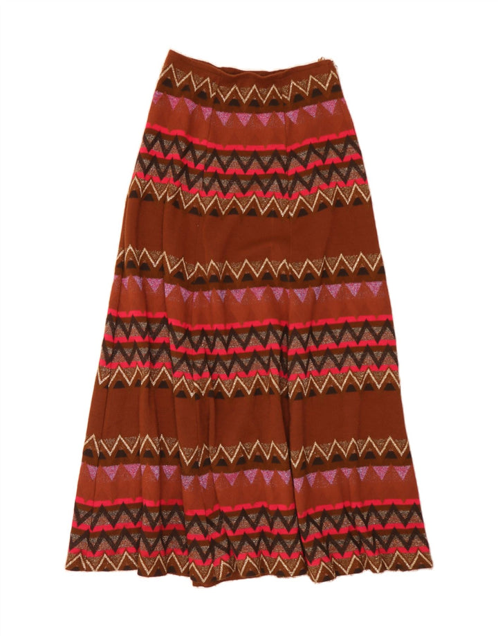 VINTAGE Dame Maxi Flared Skirt IT 42 Medium W30 Flerfarvet Geometrisk